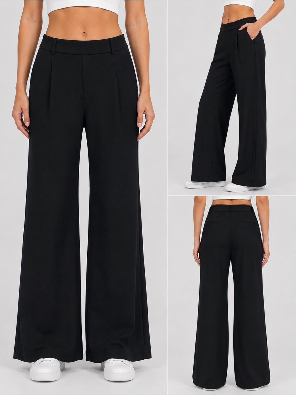 HALARA Black Wide-Leg Dress Pants for Women size S